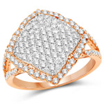 1.09 ctw. Genuine White Diamond Cocktail Ring in 14K White & Rose Gold