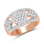 0.74 Genuine White Diamond Cluster Ring in 14K Rose Gold