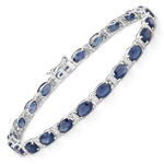 12.10 ctw Blue Sapphire Fine Finish over 14K White Gold Tennis Bracelet