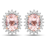 Pink Morganite Halo Earrings in 14K Rose Gold