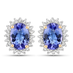 14K Yellow Gold 1.50 ctw Tanzanite Halo Earrings