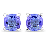 1.10 ctw. Genuine Tanzanite Stud Earrings in 14K White Gold