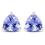 1.50 ctw. Genuine Tanzanite Stud Earrings in 14K White Gold