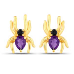 0.37 ct. tw. Amethyst and Black Spinel Spider Earrings In Sterling Silver