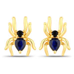 0.37 ct. tw. Blue Sapphire and Black Spinel Spider Earrings In Sterling Silver