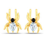 0.43 ct. tw. Blue Topaz and Black Spinel Spider Earrings In Sterling Silver