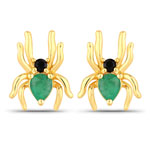 0.35 ct. tw. Emerald and Black Spinel Spider Earrings In Sterling Silver