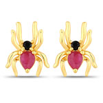 0.47 ct. tw. Ruby and Black Spinel Spider Earrings In Sterling Silver
