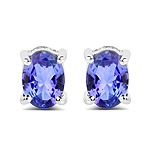 1.50 ctw. Genuine Tanzanite Stud Earrings in 14K White Gold