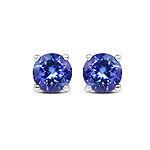 0.94 ctw. Genuine Tanzanite Stud Earrings in 14K White Gold