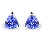 0.64 ctw. Genuine Tanzanite Stud Earrings in 14K White Gold