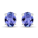 0.66 ctw. Genuine Tanzanite Stud Earrings in 14K White Gold