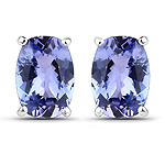 2.26 ctw. Genuine Tanzanite Stud Earrings in 14K White Gold