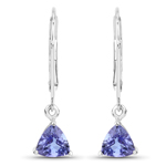 14K White Gold 1.18 ctw Tanzanite Dangle Earrings