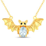 QN2832BTSP-SS18KY 0.98 ct. tw. Blue Topaz and Black Spinel Bat Necklace In Sterling Silver