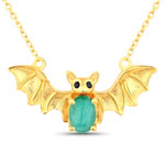 QN2832ESP-SS18KY 1.08 ct. tw. Emerald and Black Spinel Bat Necklace In Sterling Silver