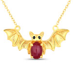QN2832INDRSP-SS18KY 1.18 ct. tw. Ruby and Black Spinel Bat Necklace In Sterling Silver