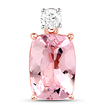1.98 ctw. Genuine Morganite and 0.10 ctw. White Diamond Slide Pendant in 14K Rose Gold