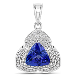 4.36 ctw. Genuine Tanzanite and 0.43 ctw. White Diamond Statement Pendant in 14K White Gold