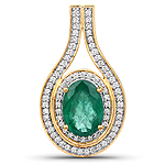 4.00 ctw. Genuine Emerald and 0.62 ctw. White Diamond Slide Pendant in 18K Yellow Gold