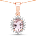 0.70 ctw Oval shape Morganite Pendant in 14K Rose Gold