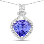 2.63 ct. tw. Tanzanite and White Diamond Heart Shape Pendant in 14K White Gold