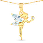 0.80 ct. tw. Blue Topaz and White Topaz Fairy Pendant In Sterling Silver