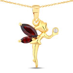 0.83 ct. tw. Garnet and White Topaz Fairy Pendant In Sterling Silver