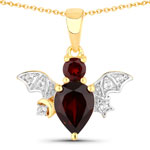 QP19606GWT-SS18KY 1.61 ct. tw. Garnet and White Topaz Bat Pendant In Sterling Silver