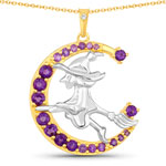 1.06 ct. tw. Amethyst and White Topaz Witch Flying Pendant In Sterling Silver