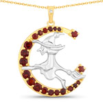 1.34 ct. tw. Garnet and White Topaz Witch Flying Pendant In Sterling Silver