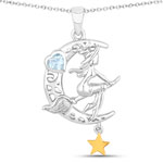 0.35 ct. tw. Blue Topaz Witch Flying Pendant In Sterling Silver