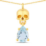 0.85 ct. tw. Blue Topaz Skull Pendant In Sterling Silver