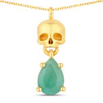 0.62 ct. tw. Emerald Skull Pendant In Sterling Silver