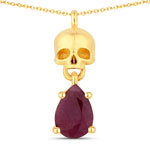 0.85 ct. tw. Ruby Skull Pendant In Sterling Silver