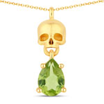0.75 ct. tw. Peridot Skull Pendant In Sterling Silver