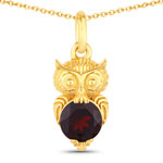 1.00 ct. tw. Garnet Owl Pendant In Sterling Silver