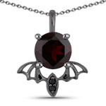 1.01 ct. tw. Garnet and Black Spinel Bat Pendant In Sterling Silver