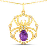QP19627AWT-SS18KY 1.23 ct. tw. Amethyst and White Topaz Spider Pendant In Sterling Silver