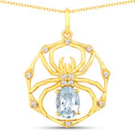 QP19627BTWT-SS18KY 1.78 ct. tw. Blue Topaz and White Topaz Spider Pendant In Sterling Silver