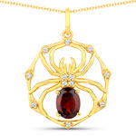QP19627GWT-SS18KY 1.43 ct. tw. Garnet and White Topaz Spider Pendant In Sterling Silver
