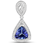 QP8948TANWD-14KW 2.92 ctw. Genuine Tanzanite and 0.34 ctw. White Diamond Statement Pendant in 14K White Gold
