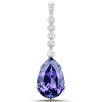 27.82 ctw. Genuine Tanzanite and 0.55 ctw. White Diamond Dangle Pendant in 18K White Gold