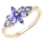 14K Yellow Gold Violet Tanzanite Crossover Ring