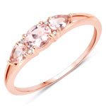 0.51 ctw. Genuine Morganite and 0.01 ctw. White Diamond 3-Stone Ring in 14K Rose Gold
