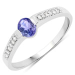 0.33 ctw. Genuine Tanzanite and 0.07 ctw. White Diamond Solitaire Ring in 14K White Gold