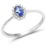 0.25 ctw. Genuine Tanzanite and 0.07 ctw. White Diamond Solitaire Ring in 14K White Gold