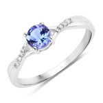 0.47 ctw. Genuine Tanzanite and 0.04 ctw. White Diamond Solitaire Ring in 14K White Gold
