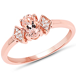 0.43 ctw. Genuine Morganite and 0.04 ctw. White Diamond Bridal Ring in 14K Rose Gold