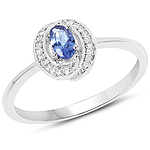0.25 ctw. Genuine Tanzanite and 0.06 ctw. White Diamond Solitaire Ring in 14K White Gold